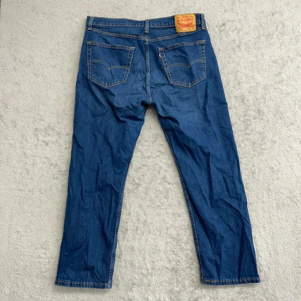 Levis 505 Mens Straight Fit Jeans W36 L29 Dark Wash Denim M0114